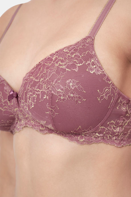Amante Padded Non Wired Full Coverage Lace Bra Bra - Messa Rose — image 4